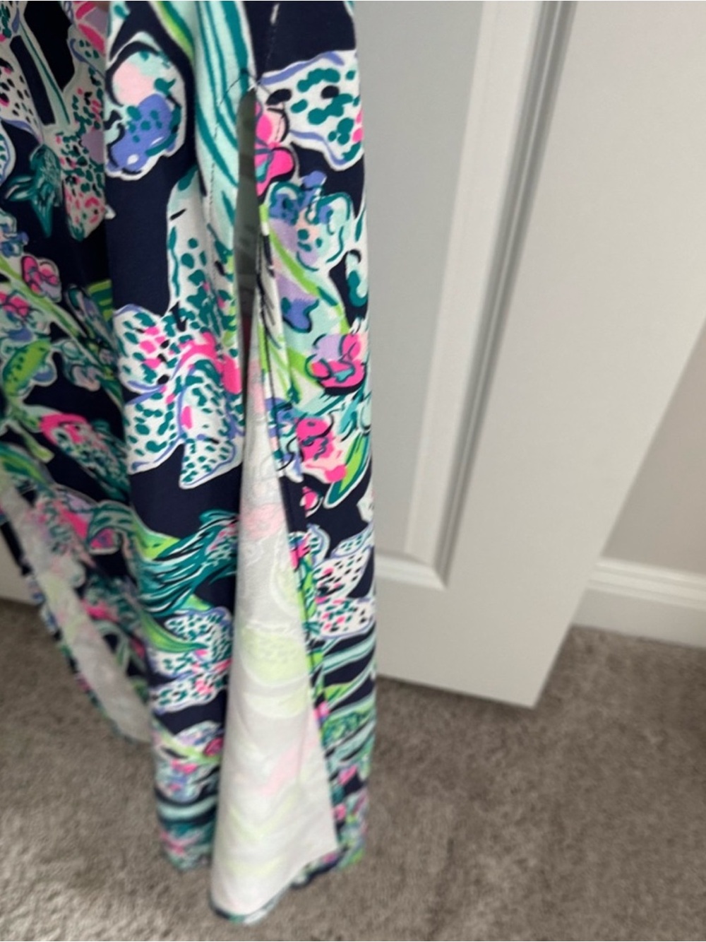 NWOT NEW Lilly Pulitzer UPF 50+ FAYE MAXI DRESS Bright Navy Sway This Way Size L - Picture 7 of 9